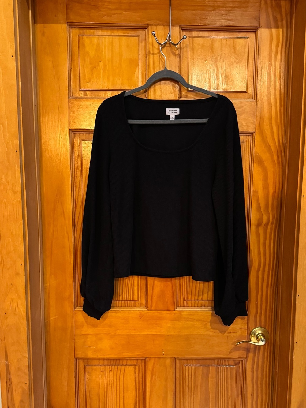 Everyday Scoop Neck Long Sleeve Top with Puff Sleeves